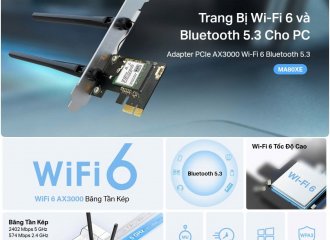 Adapter PCIe AX3000 Wi-Fi 6 Bluetooth 5.3 Mercusys MA80XE – Giải pháp kết nối tốc độ cao cho PC