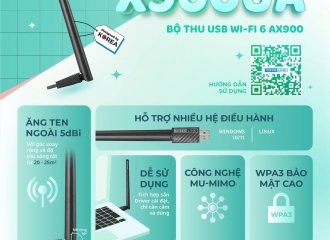 Bộ thu USB Wi-Fi 6 mạnh mẽ, nhỏ gọn, tiện lợi TOTOLINK X900UA - Chuẩn AX900 siêu tốc, bắt sóng cực n