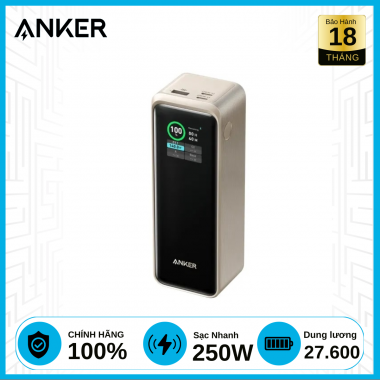 Sạc dự phòng Anker Prime 2C1A 250W 27650mAh Vàng (Golden) Mã: B2C_A1340