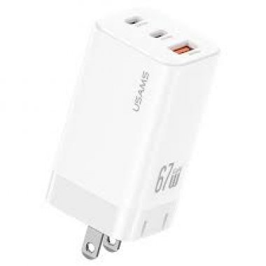 USAMS CC272 67W GaN ACC 3 Ports Fast Charger (US) – JC Series – White