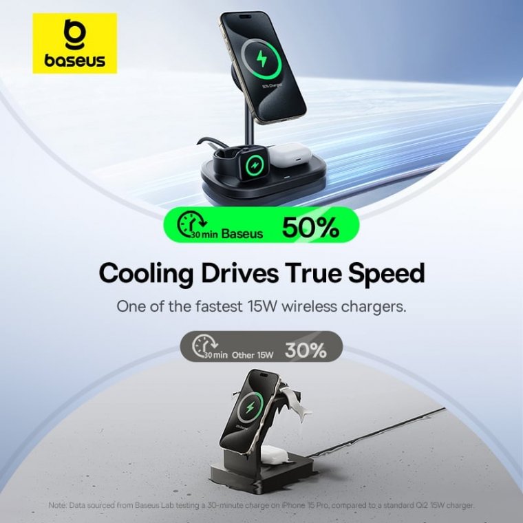 Đế sạc không dây đa năng Baseus EnerFill FS41 3-in-1 Wireless Charging Stand with TEC Cooling – BLAC