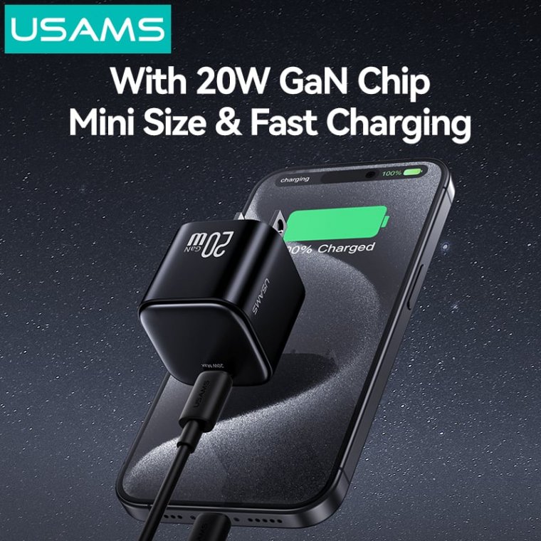 USAMS CC267 20W GaN Mini Fast Charger (US) – JC Series – White (USM142-TC-UW)