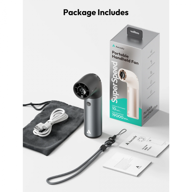 Quạt tích điện Mini cầm tay AECOOLY Aero Pro (3500mAh) – BLUE (AEPH01-BL)