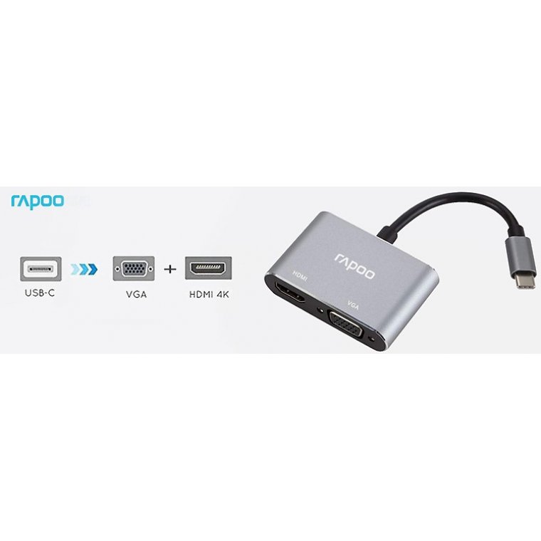 Cáp chuyển USB Type-C sang HDMI và VGA Rapoo XD10V