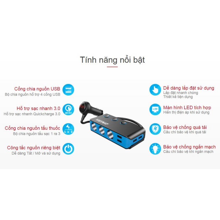 Vietmap VM71-Bộ chia nguồn xe hơi