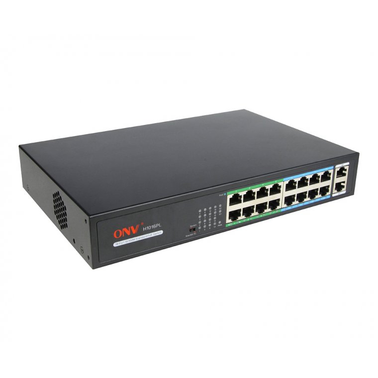 Switch Poe 16 Port Onv H1016pls 16x10 100m Poe Port + 2 Uplink Port