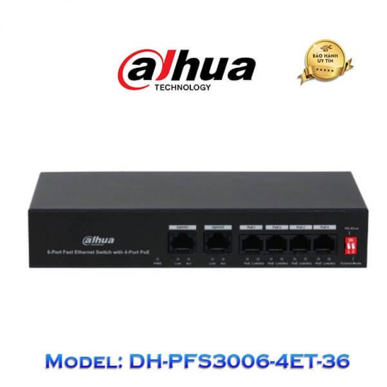 Switch POE 6 cổng tốc độ cao DAHUA DH-PFS3006-4ET-36