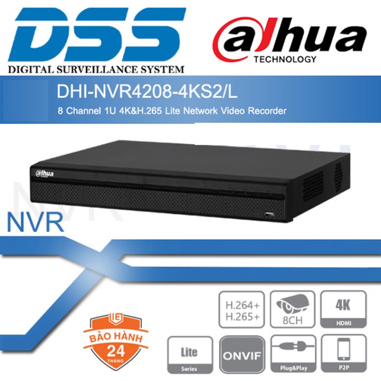 Đầu ghi IP 8 kênh DAHUA DHI-NVR4208-4KS2/L ( Hỗ Trợ SMD)