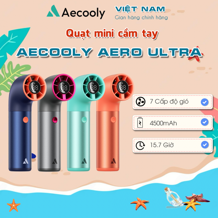 Quạt tích điện Mini cầm tay AECOOLY Aero Ultra (4500mAh) – GRAY ( AEPH03-GY)