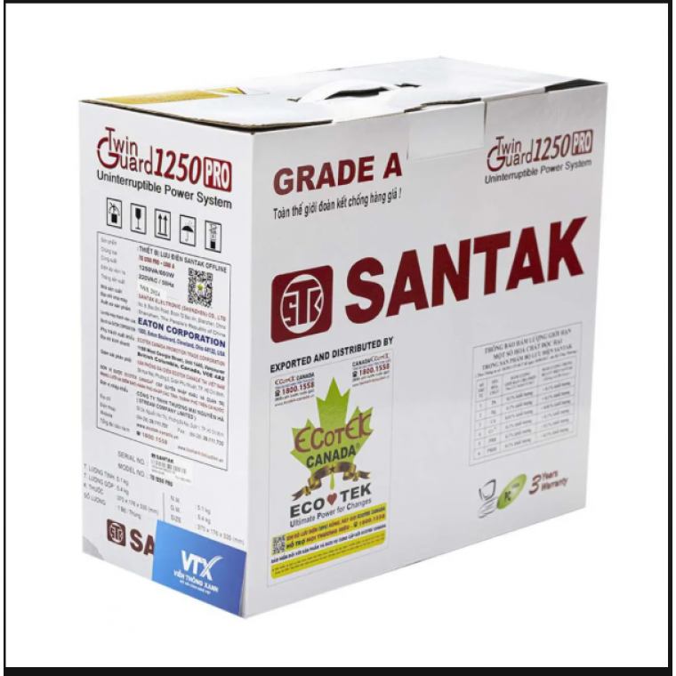 Bộ Lưu Điện UPS Offline SANTAK TG 1250 PRO (1250VA / 600W) - Line Interactive