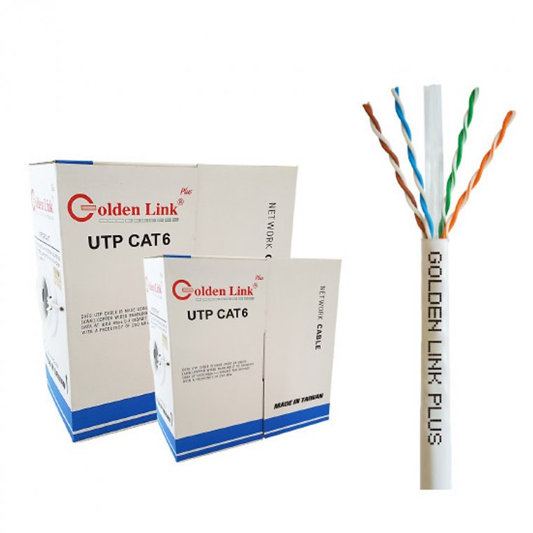 CÁP MẠNG GOLDEN LINK PLUS UTP CAT 6, Đồng Nguyên Chất (Màu Trắng Xám, 305m)- 