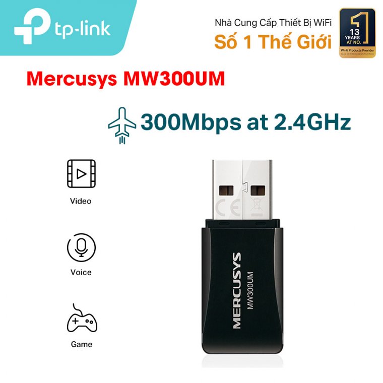 Bộ Chuyển Đổi USB Wi-Fi Mini N300, Realtek (MWV300UM)