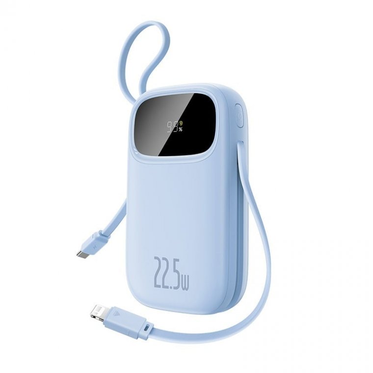 OS-Baseus EnerFill FC31 Digital Display Power Bank with 2 Built-in Cables 10000mAh 22.5W Galaxy Blue