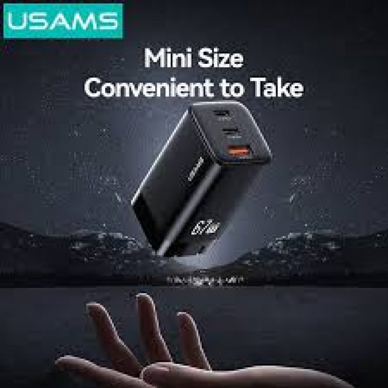 USAMS CC272 67W GaN ACC 3 Ports Fast Charger (US) – JC Series – Black