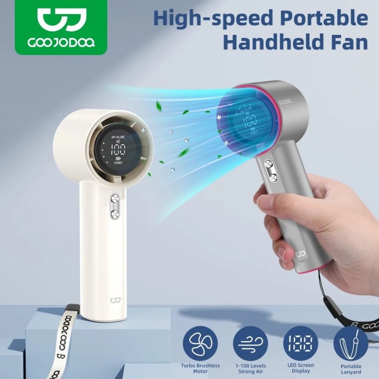 Quạt Mini Cầm Tay GOOJODOQ GFS001 High-Speed Handheld Fan (4000mAh, 10H) – BLUE