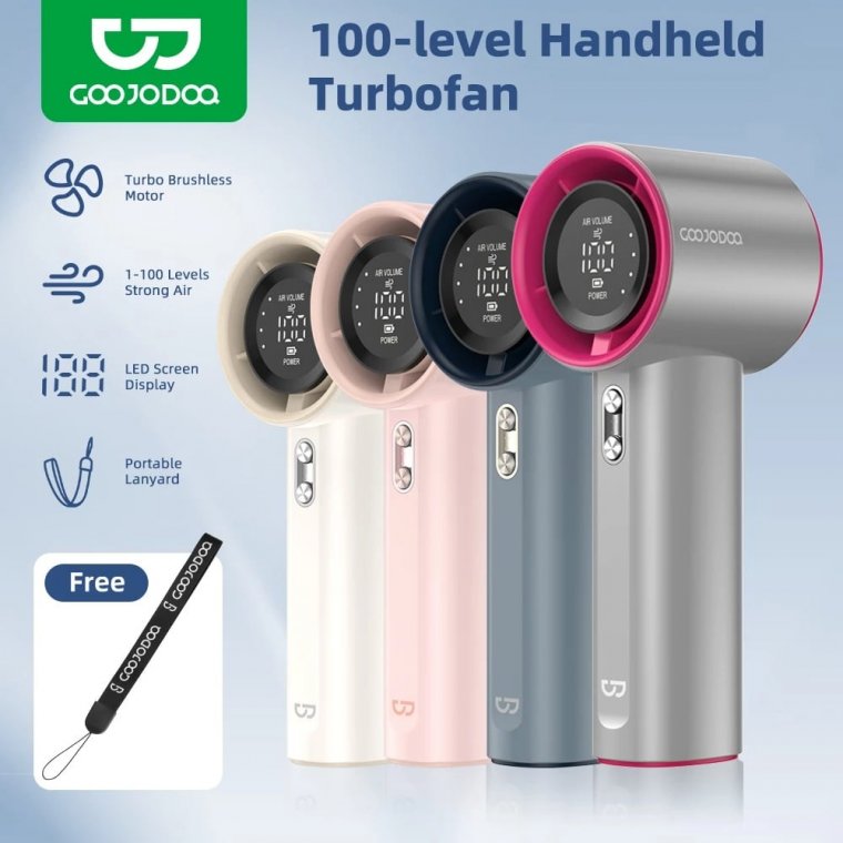 Quạt Mini Cầm Tay GOOJODOQ GFS001 High-Speed Handheld Fan (4000mAh, 10H) – BLUE