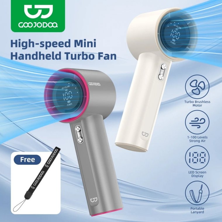 Quạt Mini Cầm Tay GOOJODOQ GFS001 High-Speed Handheld Fan (4000mAh, 10H) – BLUE