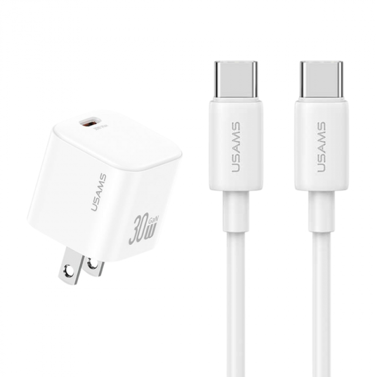 USAMS CC269 30W GaN Mini Fast Charger (US) – JC Series – White