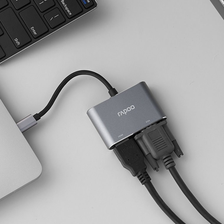 Cáp chuyển USB Type-C sang HDMI và VGA Rapoo XD10V