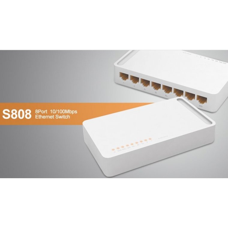 Bộ chia tín hiệu để bàn 8 cổng 10/100Mbps Totolink S808