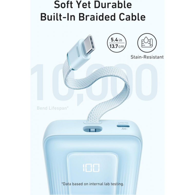 Sạc dự phòng Anker Zolo 1C1A 30W 10000mAh (Built-In USB-C and Lightning Cable) Đen (Black) B2B_A1680