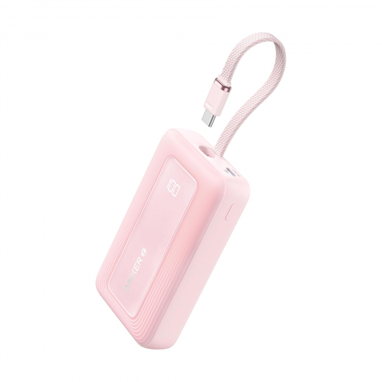 Sạc dự phòng Anker Zolo 1A1C 30W 10000mAh (Built-In USB-C and Lightning Cable) Hồng (Pink) B2B_A1680