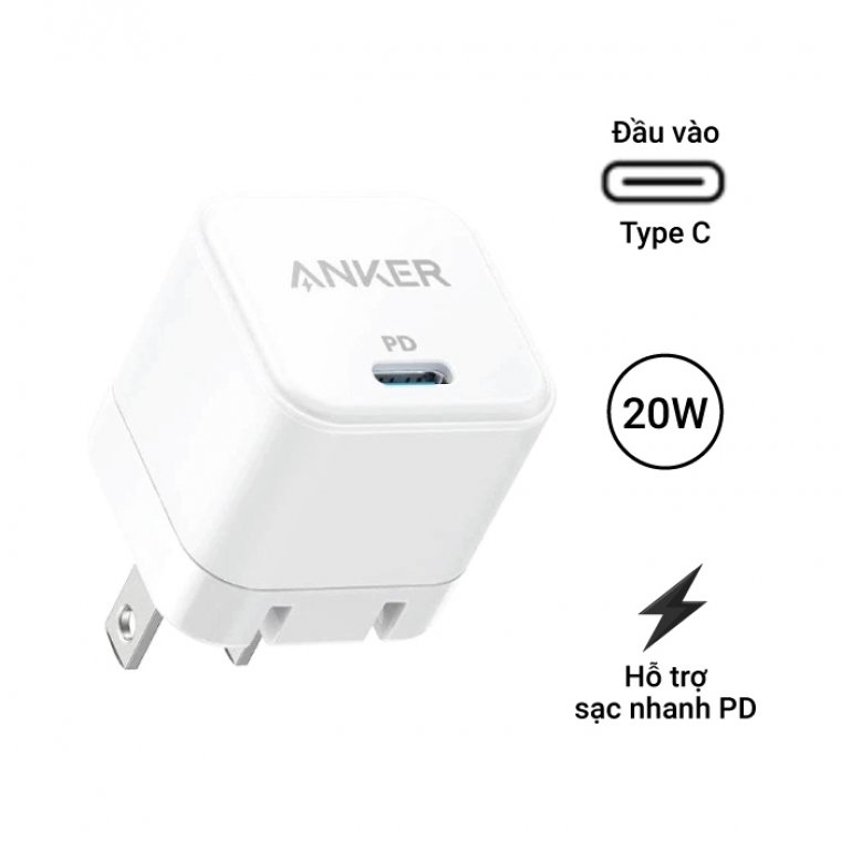 Củ sạc Anker 1C1A 20W Trắng (White) B2B_A2348