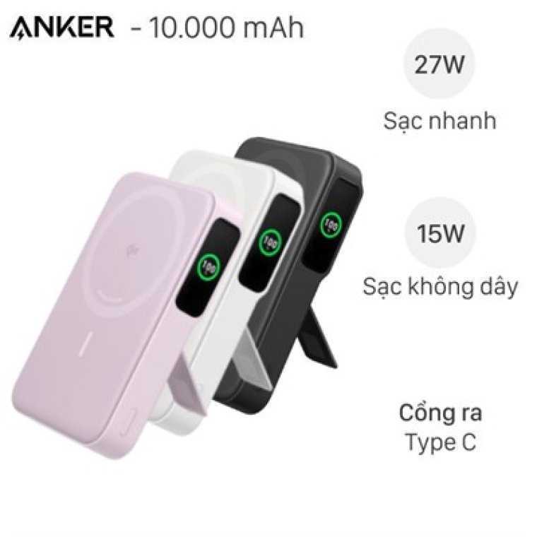 Sạc dự phòng Anker MagGo 1C 15W 10000mAh Đen (Black) Mã: B2C_A1654