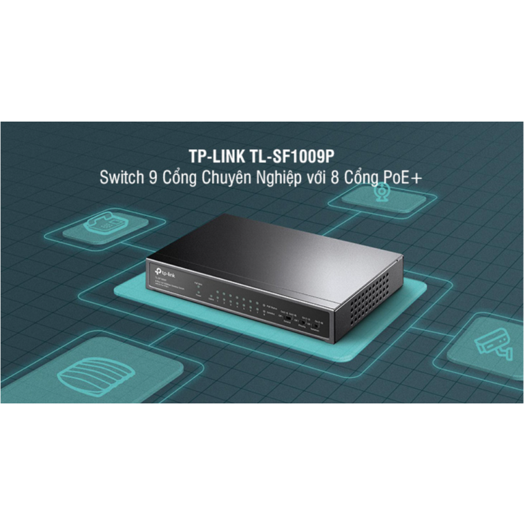 Switch 9 Cổng 10/100Mbps với 8 Cổng PoE+ TP-LINK TL-SF1009P