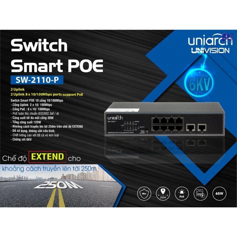 Switch Smart PoE Uniarch SW-2110-P 2 Uplink