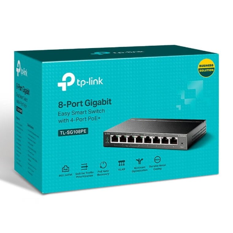 Easy Smart Switch 8 cổng Gigabit với 4 cổng PoE+ TP-LINK TL-SG108PE