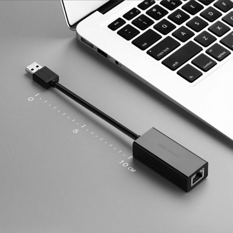 Cáp chuyển USB ra LAN (USB 3.0) hỗ trợ 10/100/1000 Mbps màu Đen (CR111) Ugreen 20256	