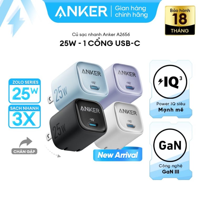 Củ sạc Anker 323 1C1A 33W Trắng (White) B2B_A2331