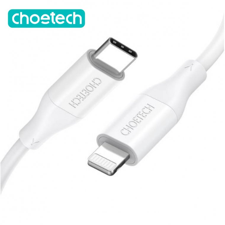 CHOETECH IP0040 USB-C to Lightning Cable TPE PD18/30W ast cable 1.2m – WHITE (CTIP0040-WH)