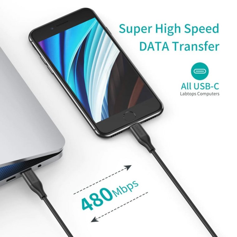 CHOETECH IP0039 1.2m type-c to lightning MFI nylon braid cable – GRAY (CTIP0039-GY)