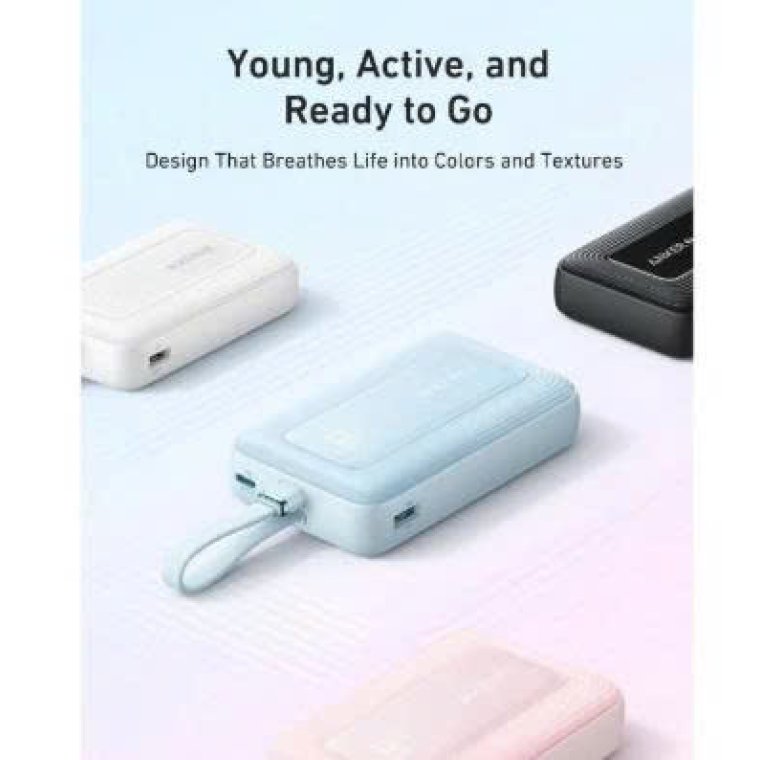 Sạc dự phòng Anker Zolo 1C1A 30W 10000mAh (Built-In USB-C Cable) Xanh dương (Blue) B2B_A1688