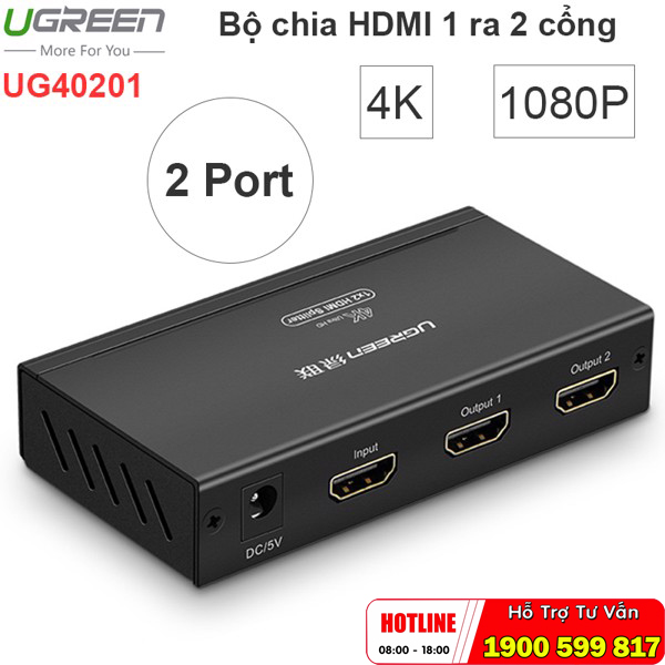 Bộ chia HDMI 1 ra 2 chuẩn 1.4 Ugreen 40201 - Hàng chính hãng