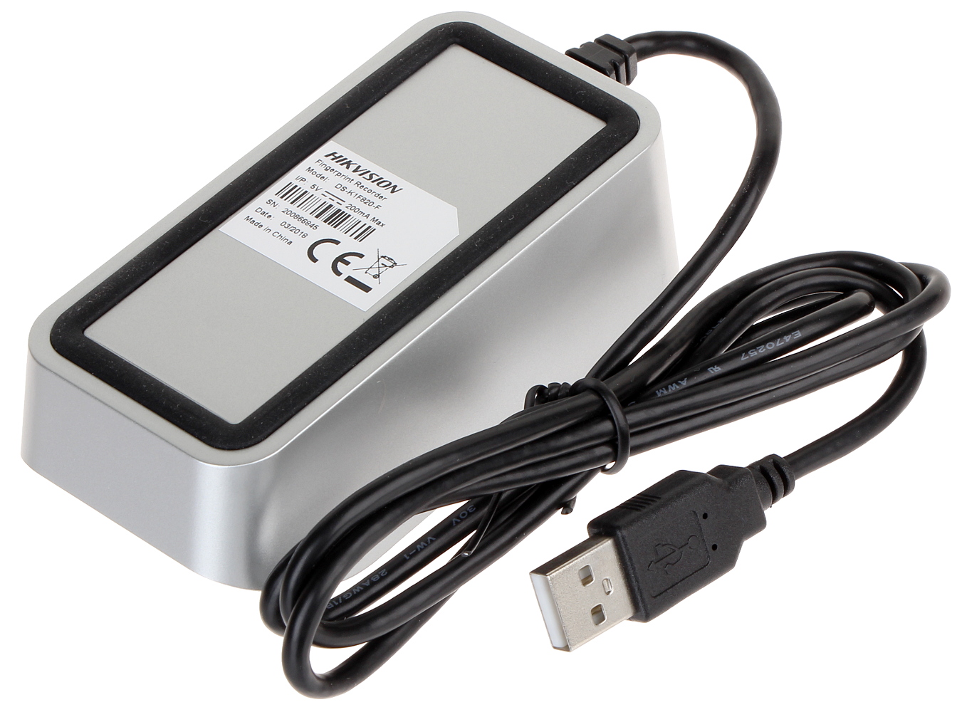 Đầu đọc thẻ vân tay Hikvision DS-K1F820-F cổng USB2.0, Quang học, Đèn nền đỏ