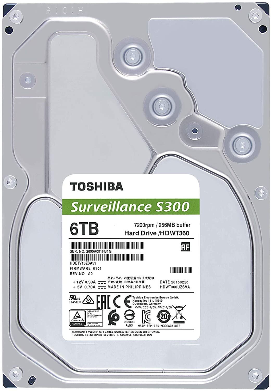 Ổ cứng HDD Toshiba S300 Surveillance 6TB HDWT360UZSVA